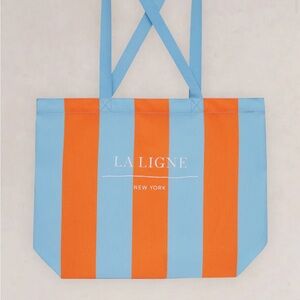 La Ligne Vibrant Blue and Orange striped tote bag